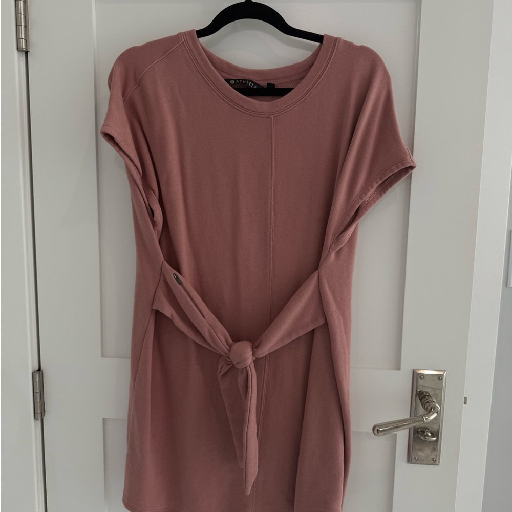 Casual Dusty Rose Tie-Front Dress